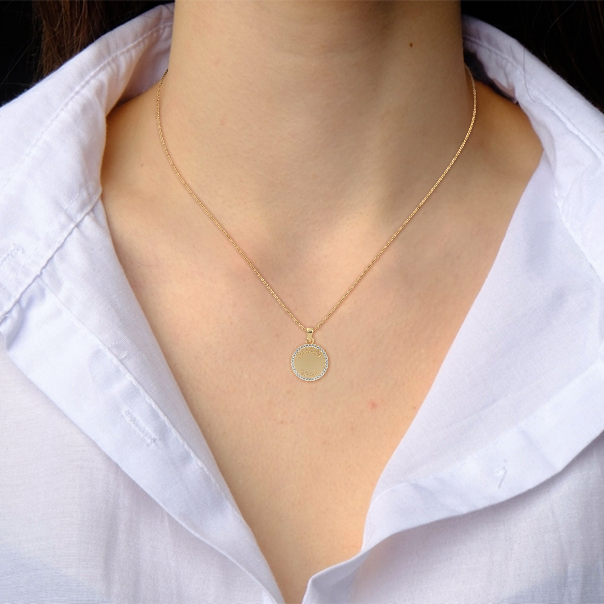 Personalized Coin Necklace With Halo