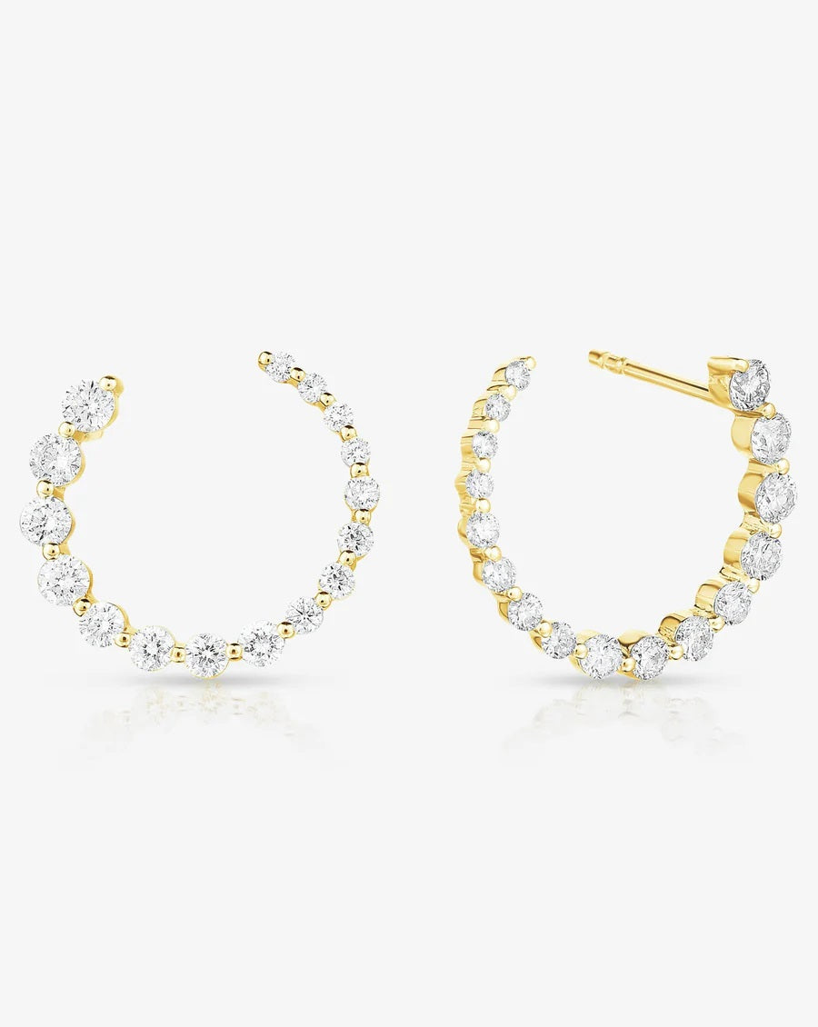 Single Prong Diamond Circle Hoops